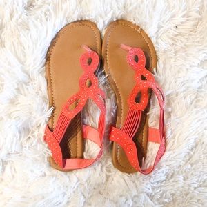 Coral Rhinestone Sandals